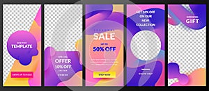 Stories vector template for Instagram social network. Trendy design for fashion sale and special offer flyers photo