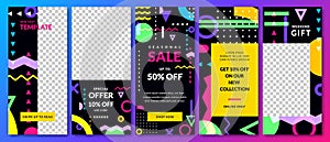 Stories vector template for Instagram social network. Trendy design for fashion sale and special offer flyers