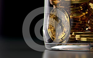 Storing Bitcoins in jar as a frozen assets concept. 3D rendering