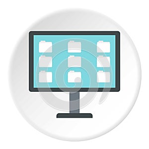 Storing files in computer icon, flat style