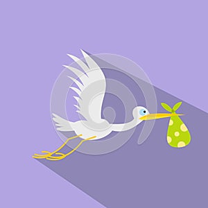 Stork baby flat icon