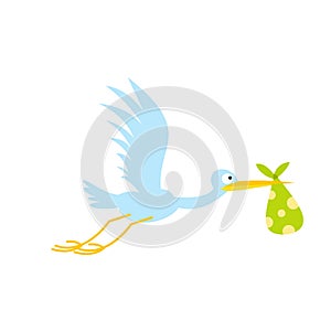 Stork baby flat icon