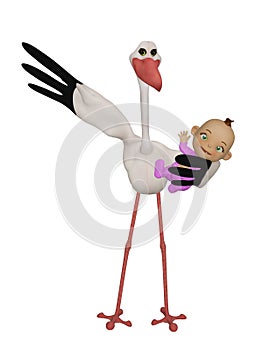 Stork with a baby girl