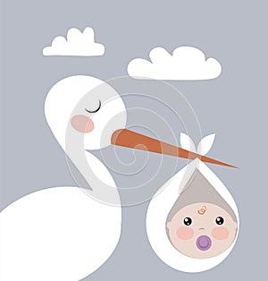 Stork with baby photo