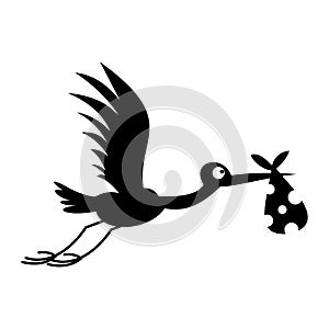 Stork baby simple icon