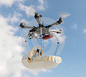 Stork baby technology evolution concept background