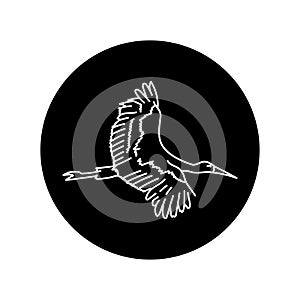 Stork bird black line icon. photo