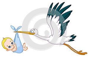 Stork and baby boy