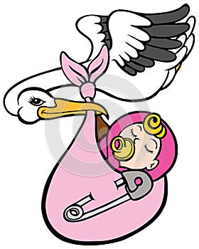 Stork Delivering Baby Girl