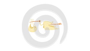 Stork delivering a newborn baby icon animation