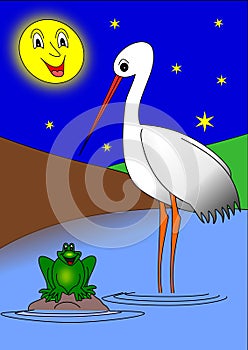 Stork and frog