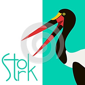 Stork head vector illustration flat style profile