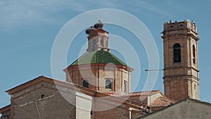 Stork nest on the house roof