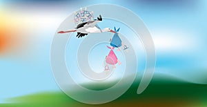Stork and twins