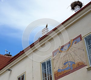 Storknests and sundial