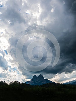 The storm is approaching. Image to the El Pedraforca massif, Catalonia, Spain