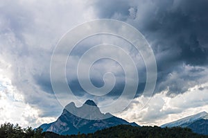 The storm is approaching. Image to the El Pedraforca massif, Catalonia, Spain