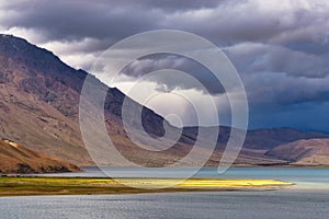 A storm approaching Tso Moriri lake in Ladakh, India