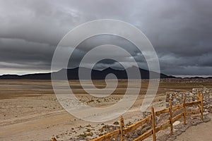 Storm aproaching Village, Atacama Desert photo