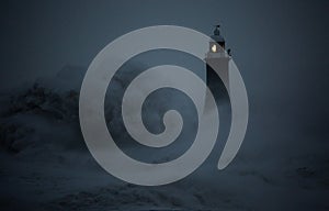 Storm Arwen batters the coastline at Tynemouth, England, with giant waves crashing against the lighthouse in the gale force winds