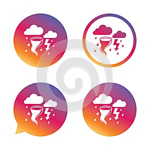 Storm bad weather sign icon. Gale hurricane.