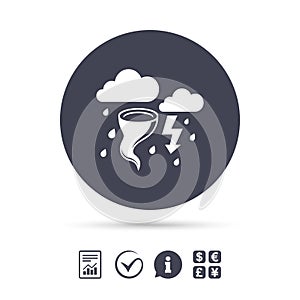 Storm bad weather sign icon. Gale hurricane.