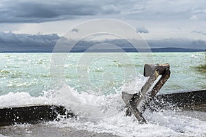 Storm on Balaton lake in summer. Hungary