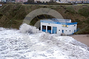 Storm at Ballybunion sea and cliff rescue centre