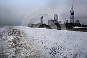 Storm in Batumi city in January, Georgia