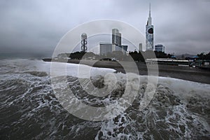 Storm in Batumi city in January, Georgia