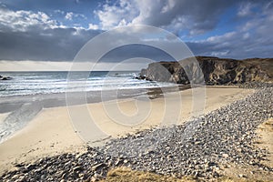 Storm beach at Mangursta on the Isle of Lewis in Scotland.