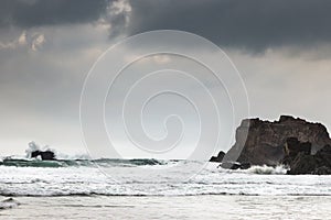 Storm beach at Mangursta on the Isle of Lewis in Scotland.