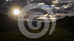 Beautiful landscape Light and shadow on the mountain