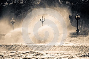 Storm on the Black Sea. Yalta, Crimea, Ukraine