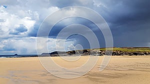 Storm brewing at Harlyn Bay Beach, North Cornwall UK