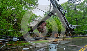 The storm caused severe damage to electric poles falling tilt.