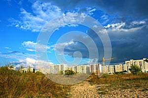 Storm cloud above a town