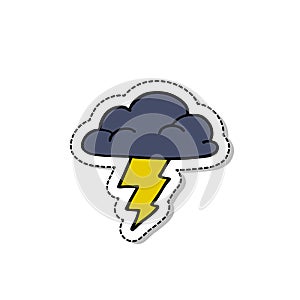 Storm cloud doodle icon, vector sticker illustration