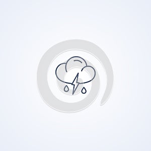 Storm cloud and rain, vector best gray line icon