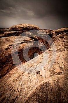 Storm clouds above a desert landscape