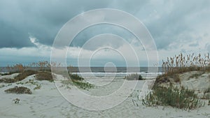 Storm clouds, bad weather on the beach of Jekyll Island, Georgia