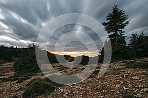 Storm clouds in a bleak landscape, Ifrane, Morocco