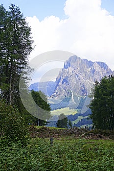 Storm clouds building over Langkofel massif