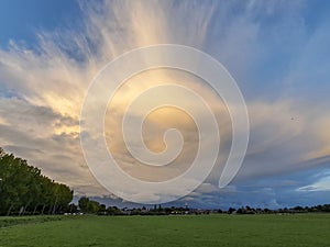 Storm clouds or cumulonimbus over the meadows of Hazerswoude