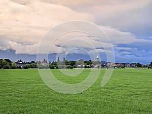 Storm clouds or cumulonimbus over the meadows of Hazerswoude