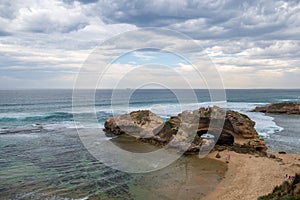 Storm clouds gathering over London Bridge at Portsea, Victoria,