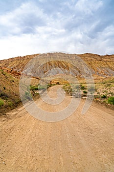 Storm clouds and gravel road in southern Utah