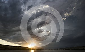 Storm Clouds Lake Sunset