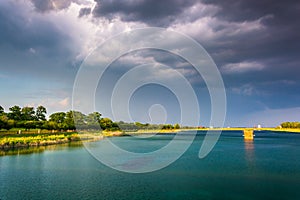 Storm clouds over Druid Lake, at Druid Hill Park in Baltimore, M