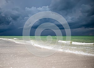 Storm clouds over a Florida beach